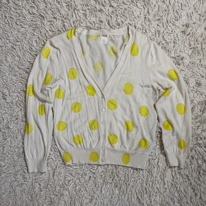 J. Crew 100% Cotton Polka Dot Beaded Cardigan